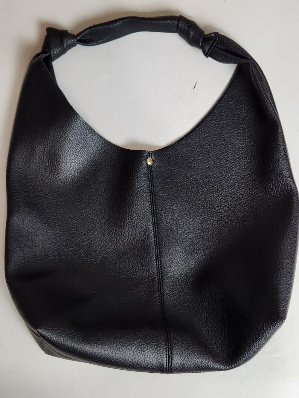 Urban Outfitters Black Pebbled Bow Strap Hobo Handbag Faux Leather RN66170